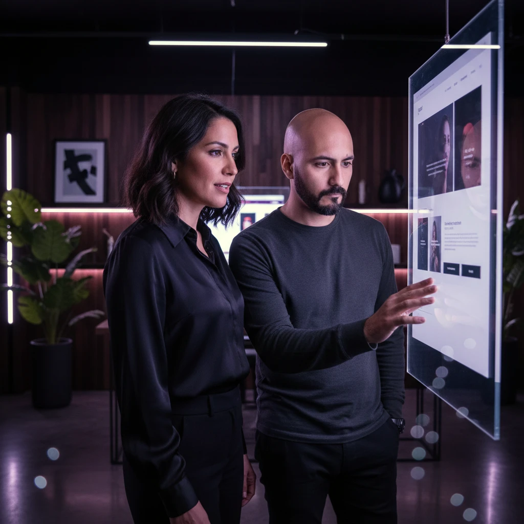 Fotografía de estudio creativo con laptop y material de branding